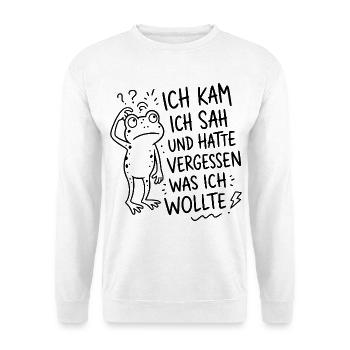 Ich kam ich sah und hatte vergessen was ich wollte - Unisex Pullover - Weiß - Vorne - Alina (178cm) & Michal (187cm)
