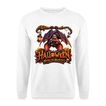 Lustige Halloween-Fledermaus - Unisex Pullover - Weiß - Vorne - Alina (178cm) & Michal (187cm)