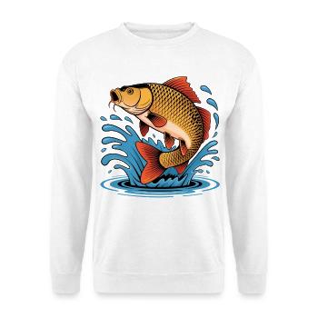 Karpfen Angeln - Unisex Pullover - Weiß - Vorne - Alina (178cm) & Michal (187cm)