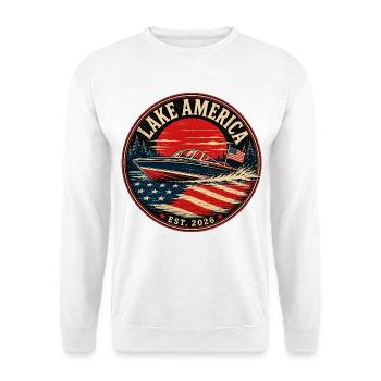 Lake America est 2026 politischer Humor - Unisex Pullover - Weiß - Vorne - Alina (178cm) & Michal (187cm)