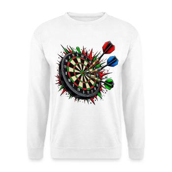 Dartboard Trefferfeuer - Unisex Pullover - Weiß - Vorne - Alina (178cm) & Michal (187cm)