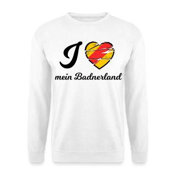 Herz im Street-Style Badnerland - Unisex Pullover - Weiß - Vorne - Alina (178cm) & Michal (187cm)