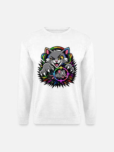 Gaming-Katze auf Mäusejagd - Unisex Pullover - Weiß