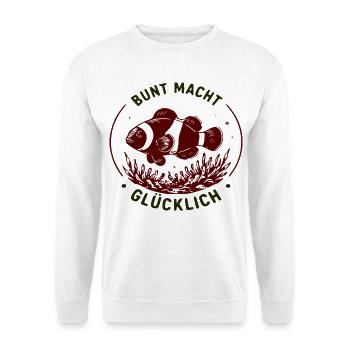 Bunte Boxhandschuhe Glücklich - Unisex Pullover - Weiß - Vorne - Alina (178cm) & Michal (187cm)