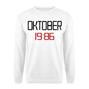 Geburtstag Oktober 1986 - Unisex Pullover - Weiß - Vorne - Alina (178cm) & Michal (187cm)