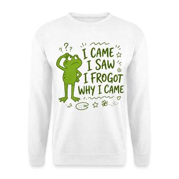 Frosch - I came I saw I frogot why I came - Unisex Pullover - Weiß - Vorne - Alina (178cm) & Michal (187cm)