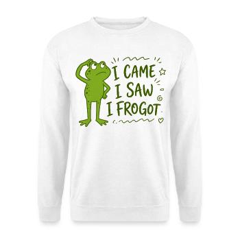 Frosch - I came I saw I frogot why I came - Unisex Pullover - Weiß - Vorne - Alina (178cm) & Michal (187cm)
