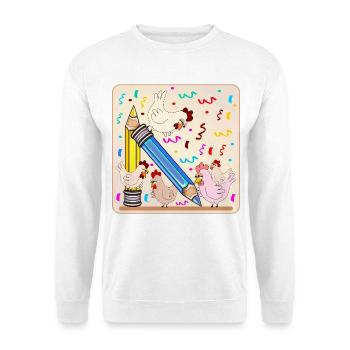 Einschulung Schulkind Hühner - Unisex Pullover - Weiß - Vorne - Alina (178cm) & Michal (187cm)