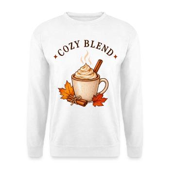 Cozy Blend | Herbst Kaffee Zimt Gemütlichkeit - Unisex Pullover - Weiß - Vorne - Alina (178cm) & Michal (187cm)