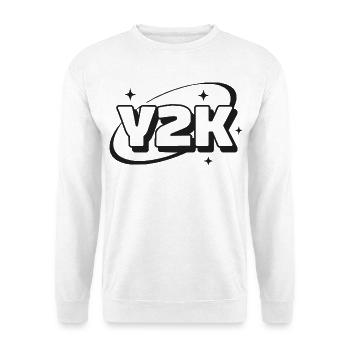 Y2K Nostalgie Neon Sparkle - Unisex Pullover - Weiß - Vorne - Alina (178cm) & Michal (187cm)