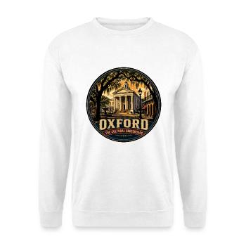 Oxford Mississippi Kulturkreuzungsabzeichen - Unisex Pullover - Weiß - Vorne - Alina (178cm) & Michal (187cm)