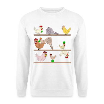 Hühnerstall Hühner Padel - Unisex Pullover - Weiß - Vorne - Alina (178cm) & Michal (187cm)