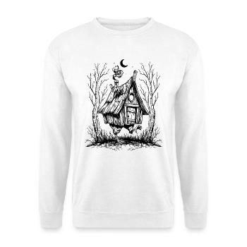 Mondnacht Waldhaus - Unisex Pullover - Weiß - Vorne - Alina (178cm) & Michal (187cm)