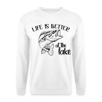 Das Leben ist besser am Lake, Sommerstrand-Atmosphäre - Unisex Pullover - Weiß - Vorne - Alina (178cm) & Michal (187cm)