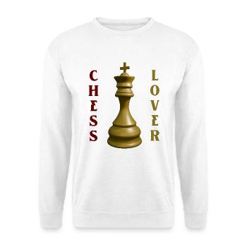 Goldener König Schachliebhaber-Tee - Unisex Pullover - Weiß - Vorne - Alina (178cm) & Michal (187cm)