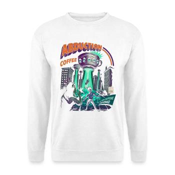 Koffeinentführung – Kosmische Kaffee-Invasion - Unisex Pullover - Weiß - Vorne - Alina (178cm) & Michal (187cm)