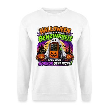 Halloween Benzinpreis Spuk - Unisex Pullover - Weiß - Vorne - Alina (178cm) & Michal (187cm)