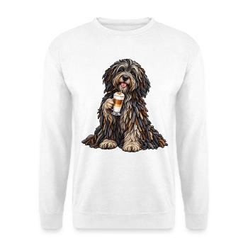 Bergamasker mit Latte Macchiato - Unisex Pullover - Weiß - Vorne - Alina (178cm) & Michal (187cm)