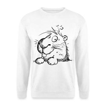 Capybara Sketch Cartoon Wasserschwein Nager Sketch - Unisex Pullover - Weiß - Vorne - Alina (178cm) & Michal (187cm)