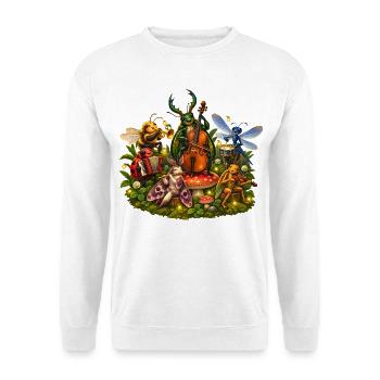 Waldmusik der Glühkäferbande Käferkonzert - Unisex Pullover - Weiß - Vorne - Alina (178cm) & Michal (187cm)
