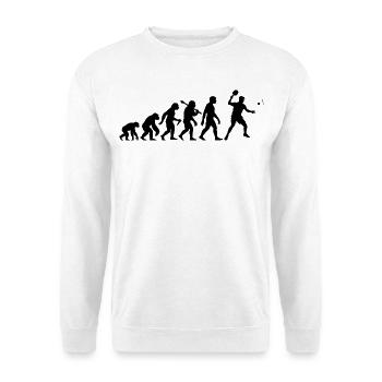Ping-Pong Evolution für Tischtennisspieler - Unisex Pullover - Weiß - Vorne - Alina (178cm) & Michal (187cm)