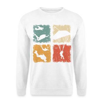 Fallschirmspringen Absprung Freifall Fallschirm - Unisex Pullover - Weiß - Vorne - Alina (178cm) & Michal (187cm)