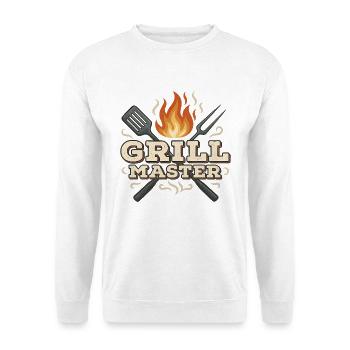 Grillmeister Motiv Flamme Grillzubehör Desig - Unisex Pullover - Weiß - Vorne - Alina (178cm) & Michal (187cm)