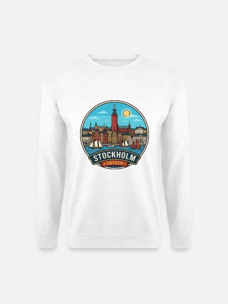 Stockholm, Schweden Gamla Stan Baltic Reiseabzeichen - Unisex Pullover - Weiß