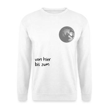 Beziehungssprüche Liebe Mond - Unisex Pullover - Weiß - Vorne - Alina (178cm) & Michal (187cm)