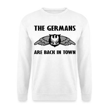 Deutschland und Sachsen Fanshirt - Unisex Pullover - Weiß - Vorne - Alina (178cm) & Michal (187cm)