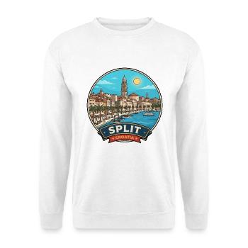 Split Kroatien Diokletians Palast Reiseabzeichen - Unisex Pullover - Weiß - Vorne - Alina (178cm) & Michal (187cm)