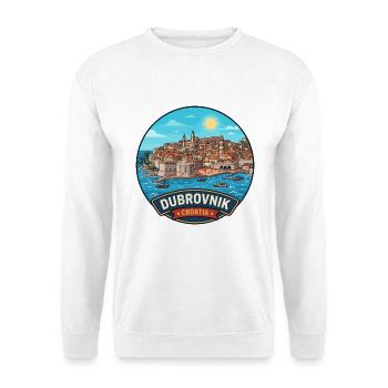 Abzeichen der Stadtmauern der Adriatischen See Dubrovnik, Kroatien - Unisex Pullover - Weiß - Vorne - Alina (178cm) & Michal (187cm)