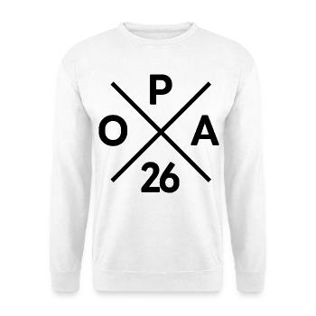 OPA 26 | Großvater Geschenk - Unisex Pullover - Weiß - Vorne - Alina (178cm) & Michal (187cm)