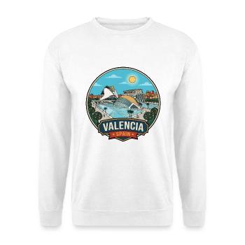 Abzeichen der Stadt der Geisteswissenschaften in Valencia, Spanien - Unisex Pullover - Weiß - Vorne - Alina (178cm) & Michal (187cm)