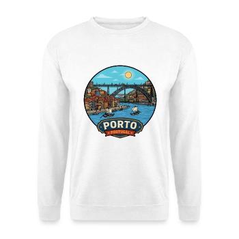 Porto Portugal Dom Luis Bridge Douro-Abzeichen - Unisex Pullover - Weiß - Vorne - Alina (178cm) & Michal (187cm)
