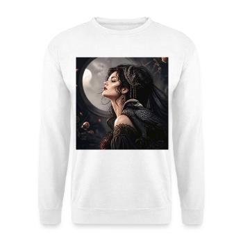 Frau mit einem Raben - Unisex Pullover - Weiß - Vorne - Alina (178cm) & Michal (187cm)