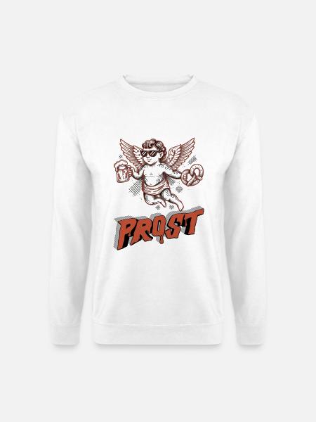 Engel mit Bier und Brezel - Unisex Pullover - Weiß