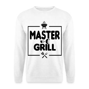 Master of Grill Grillsprüche Chef BBQ Grillparty - Unisex Pullover - Weiß - Vorne - Alina (178cm) & Michal (187cm)