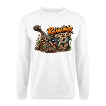 Dino Dinosaurier - Jetzt bin ich 9 Geburtstag - Unisex Pullover - Weiß - Vorne - Alina (178cm) & Michal (187cm)