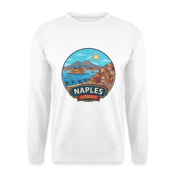 Neapel, Italien, Vesuv-Bucht Reiseabzeichen - Unisex Pullover - Weiß - Vorne - Alina (178cm) & Michal (187cm)