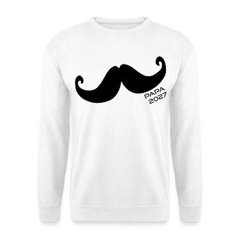 Baby Papa 2027 Schnurrbart - Unisex Pullover - Weiß - Vorne - Alina (178cm) & Michal (187cm)