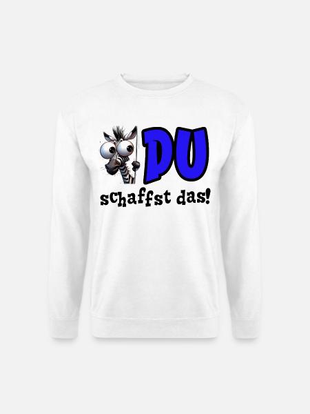 Du schaffst das! Mutmacher Glücksbringer Zebra - Unisex Pullover - Weiß