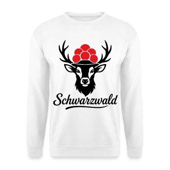 Schwarzwald Hirschgeweih Bollenhut Black Forest - Unisex Pullover - Weiß - Vorne - Alina (178cm) & Michal (187cm)