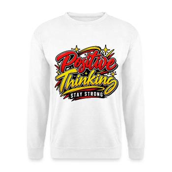 Positives Denken – Bleiben Sie stark – Positive Einstellung - Unisex Pullover - Weiß - Vorne - Alina (178cm) & Michal (187cm)