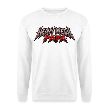 Metal Papa – Rockiger Vater mit Power - Unisex Pullover - Weiß - Vorne - Alina (178cm) & Michal (187cm)