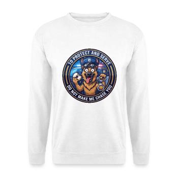 Lustiger Polizei-Deutscher Schäferhund Lass mich nicht jagen - Unisex Pullover - Weiß - Vorne - Alina (178cm) & Michal (187cm)