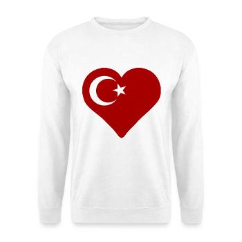 Ein Herz für die Türkei - Unisex Pullover - Weiß - Vorne - Alina (178cm) & Michal (187cm)