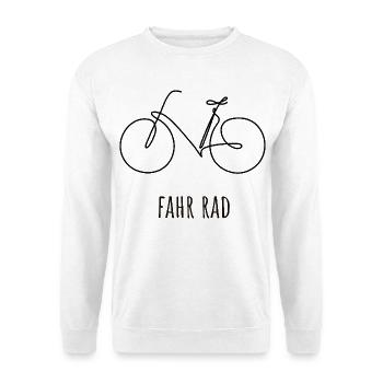 Fahrrad | Eine Linie handgezeichnet - Geschenk - Unisex Pullover - Weiß - Vorne - Alina (178cm) & Michal (187cm)