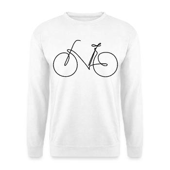 Fahrrad | Eine Linie handgezeichnet - Geschenk - Unisex Pullover - Weiß - Vorne - Alina (178cm) & Michal (187cm)