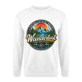 Vintage Mountain Hiking T-Shirt Wanderlust Tee - Unisex Pullover - Weiß - Vorne - Alina (178cm) & Michal (187cm)